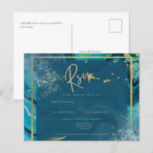 Boda de resumen de Peacock Blue Gold INK