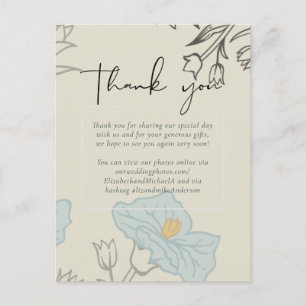 Postal Boda de resumen floral azul moderno