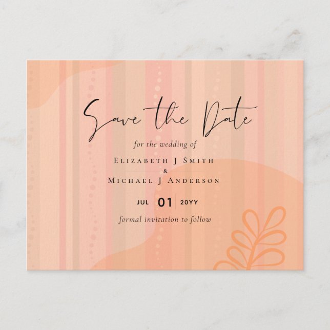 Postal Boda de resumen moderno japonés escandinavo (Anverso)