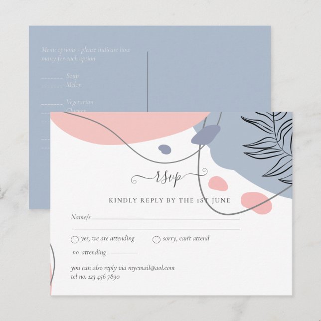 Postal Boda de resumen moderno japonés escandinavo (Anverso / Reverso)