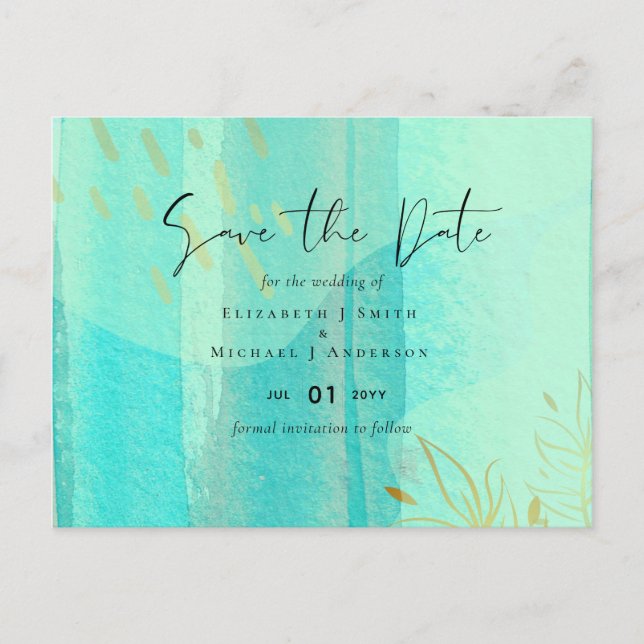 Postal Boda de resumen moderno japonés escandinavo (Anverso)