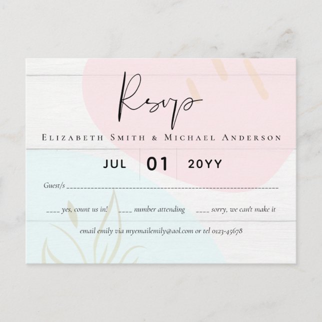 Postal Boda de resumen moderno japonés escandinavo (Anverso)