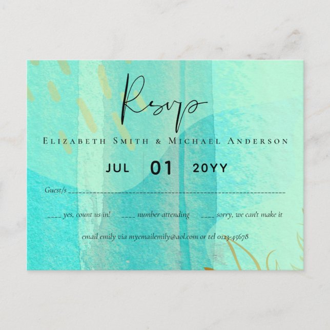 Postal Boda de resumen moderno japonés escandinavo (Anverso)