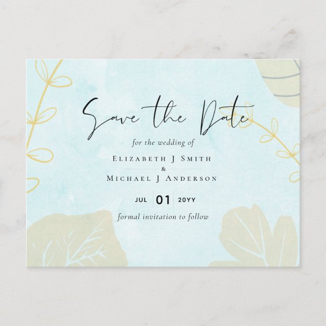 Postal Boda de resumen moderno japonés escandinavo (Anverso)