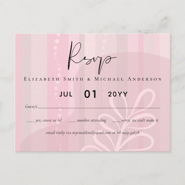 Postal Boda de resumen moderno rosado y polvoriento del p (Anverso)