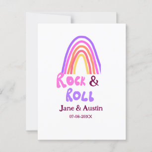 Postal Boda de rock y roll añaden nombre de pareja arco i