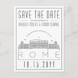Postal Boda de Roma | Estilizado Skyline Guardar la fecha