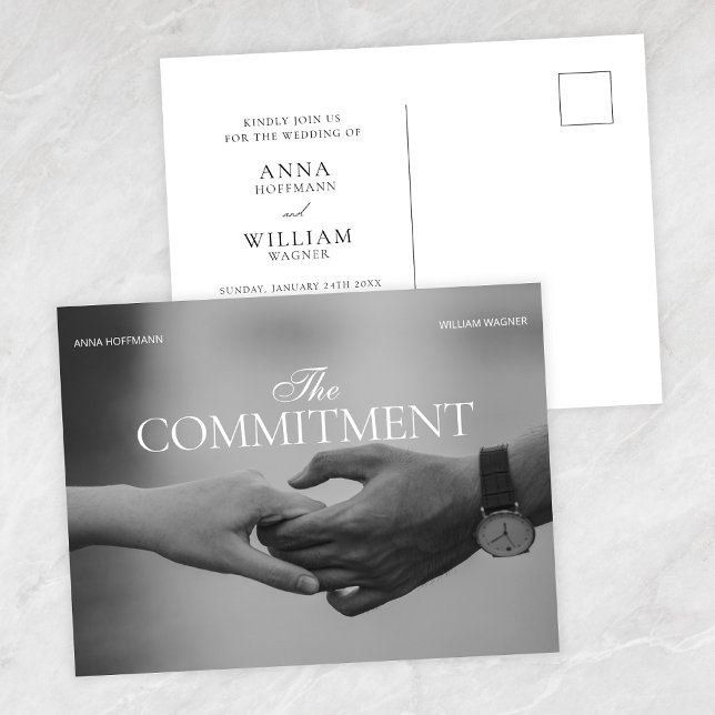 Postal Boda de romance con foto de compromiso con mano (Subido por el creador)