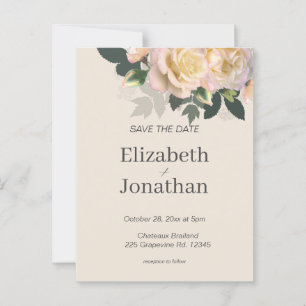 Postal Boda De Rosas Rosadas De Rubor Guardar La Fecha