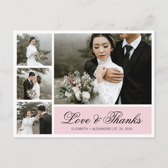 Postal Boda de script elegante de presupuesto Gracias Pos (Anverso)