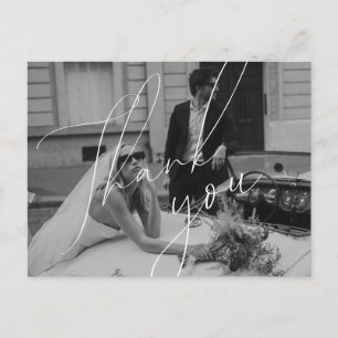 Postal Boda de script minimalista Gracias Postcard