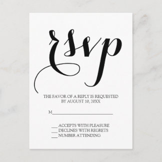 Postal Boda de script simple RSVP