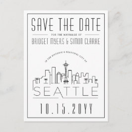 Postal Boda de Seattle | Estilizado Skyline Guardar la fe