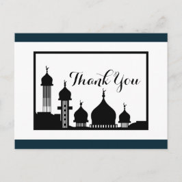 Postal Boda de silueta de la mezquita islámica gracias
