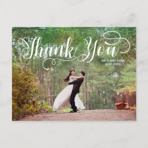 Postal Boda de sobreimpresión de script. Gracias.