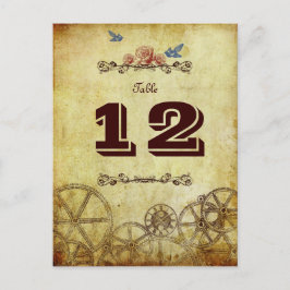 Postal Boda de Steampunk de Faux Antique Gold