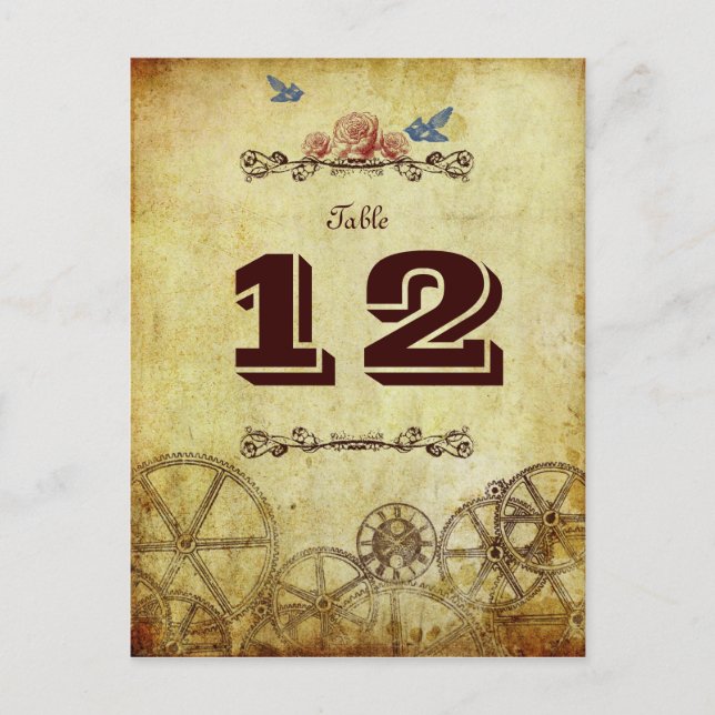 Postal Boda de Steampunk de Faux Antique Gold (Anverso)