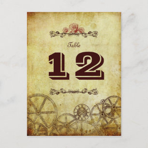 Postal Boda de Steampunk de Faux Antique Gold