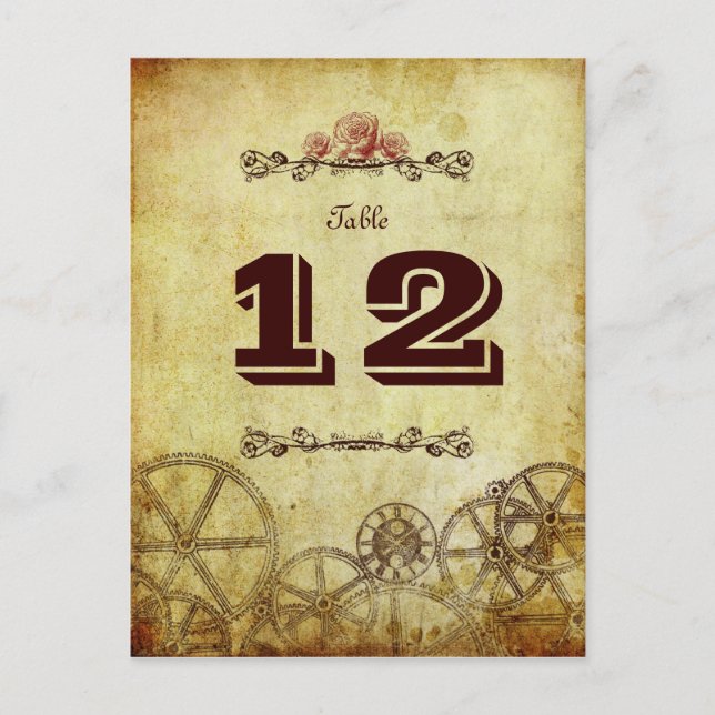 Postal Boda de Steampunk de Faux Antique Gold (Anverso)