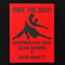 Postal Boda de tango rojo-caliente