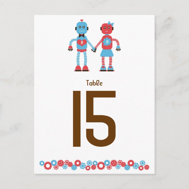 Postal Boda de temas de Robot Cute (Anverso)