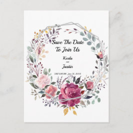 Postal Boda de tendencia de marco floral plateado