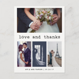 Postal Boda de texto de máquina de escribir simple gracia