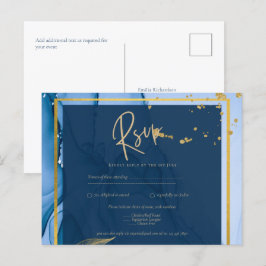 Postal Boda de tinta de alcohol de la Marina LeahG® Blue