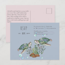 Postal Boda de Tortugas Marinas en la Playa