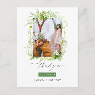 Postal Boda de Vegetación de Bosque Foto de Agradecimient