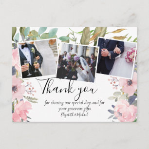 Postal Boda de vegetación de salvia floral de Rubor rosa