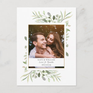 Postal Boda de Vegetación Foto Agradecimiento Acuarela