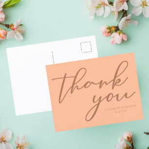 Postal Boda de verano Chic Peach Agradecimiento personali