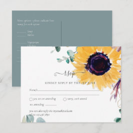 Postal Boda de verano de girasoles Eucalyptus Greenerener