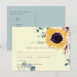 Postal Boda de verano de girasoles Eucalyptus Greenerener