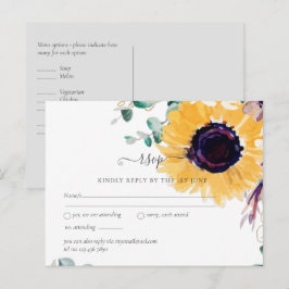 Postal Boda de verano de girasoles Eucalyptus Greenerener