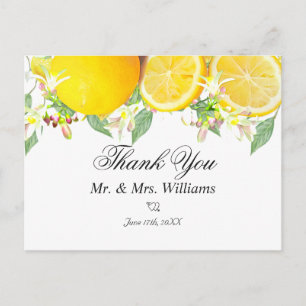 Postal Boda de verano de Lemon Boho Moderno Gracias