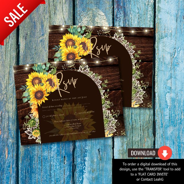 Postal Boda de verano Rústico de los girasoles iluminan e (Subido por el creador)