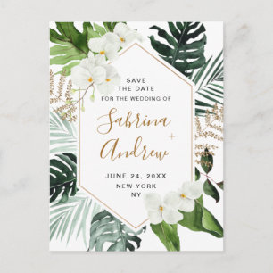 Postal Boda de Verdor Bohemia Orquídea Salven La Fecha