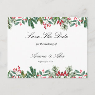 Postal Boda De Verdor De Pino Berries En Invierno Salva L