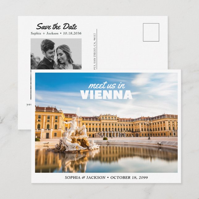 Postal Boda de Viena Austria Guardar la Fecha Retro (Anverso / Reverso)