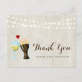Postal Boda de vino y cerveza ruso personalizado gracias