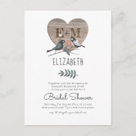 Postal Boda de Woodland Cardíaca grabada Ducha de novia