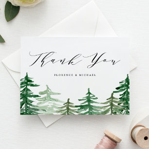 Postal Boda de Woodland de acuarela Rusa Gracias