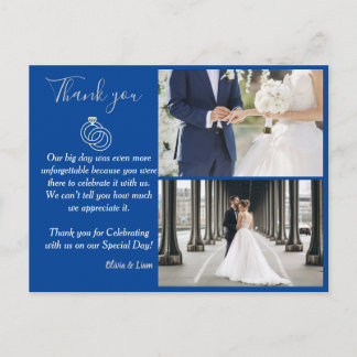 Postal Boda del anillo del Boda azul y plata