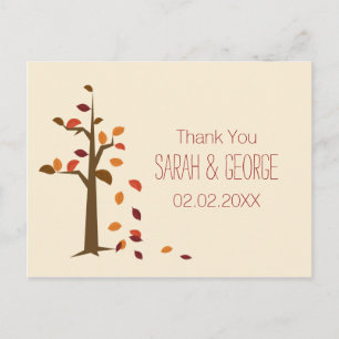 Postal boda del árbol de caída Gracias