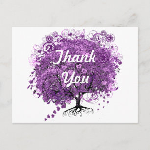 Postal Boda del árbol de hoja de corazón púrpura del bosq