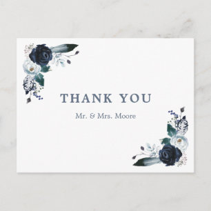 Postal Boda del Boho Floral de la Marina Gracias Postcard