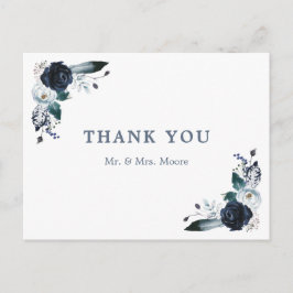 Postal Boda del Boho Floral de la Marina Gracias Postcard