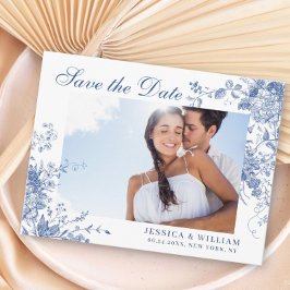 Postal Boda del jardín francés azul victoriano salva la f